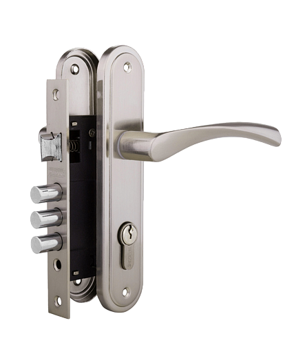 Ручка дверная ARSENAL на планке в комплекте с замком LH 7036 - X11SN (ключ-ключ) SN