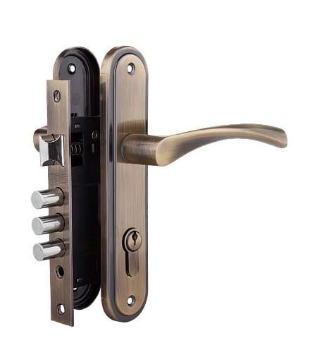 Ручка дверная ARSENAL на планке в комплекте с замком LH 7036 - X11AB (ключ-ключ) AB